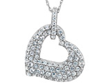 Created White Sapphire Heart Pendant Necklace 2.95 Carat (ctw) in Sterling Silver with Chain